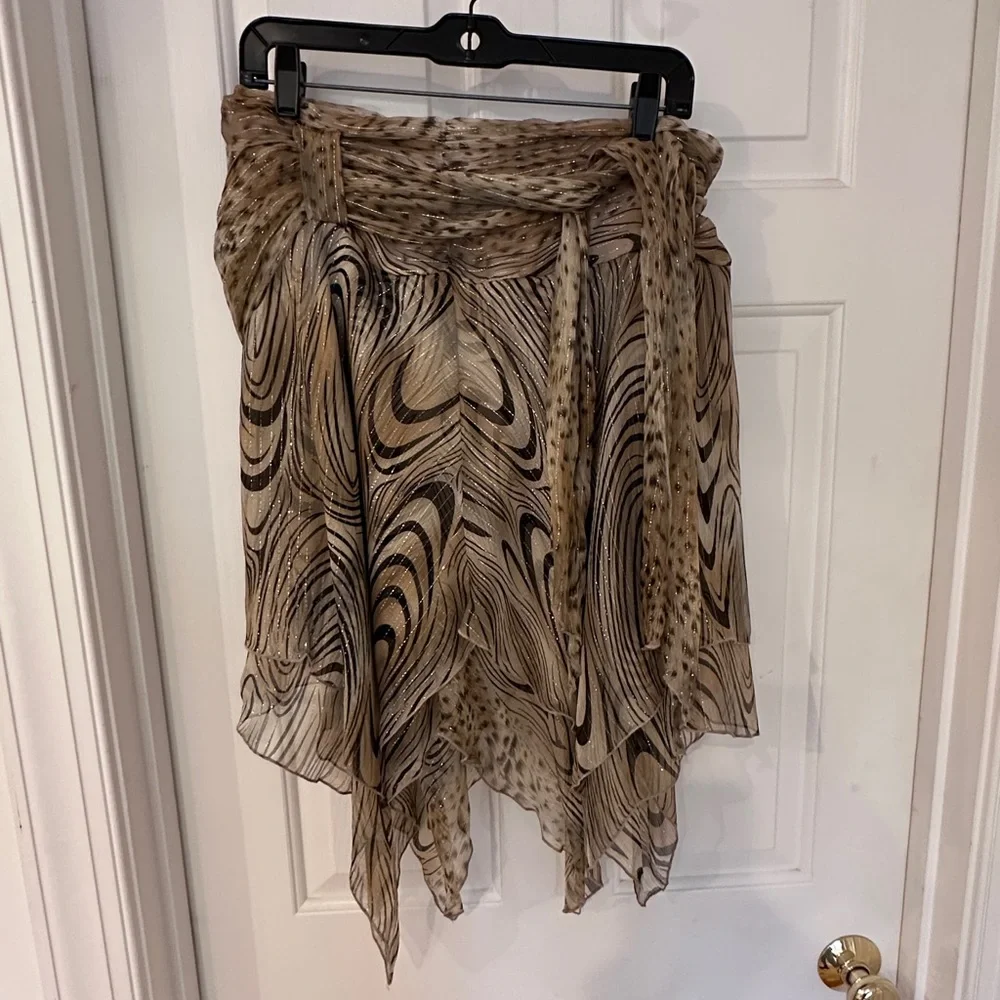 Elegant Brown and gold glittery Patterned Women's Skirt - Picture 5 of 5